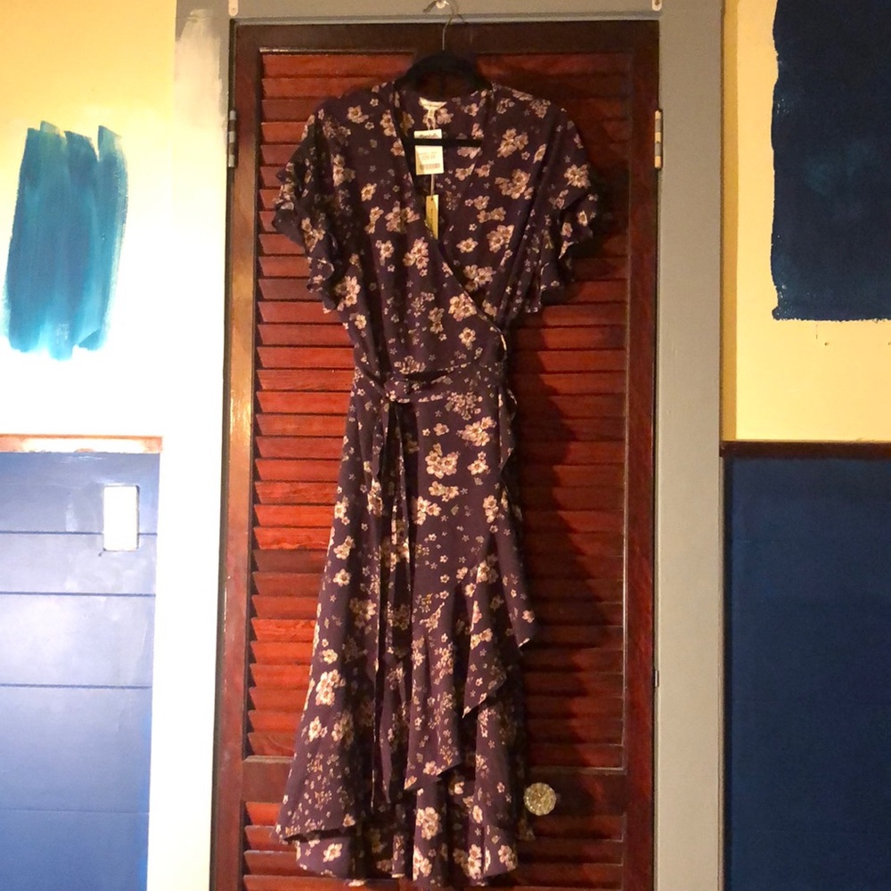 NWT Max Studio Purple Foral Wrap Dress